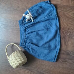 100% Linen Skirt by Haven Kids, Blue Pockets, Flare Twirl Canadian 6-7 Years